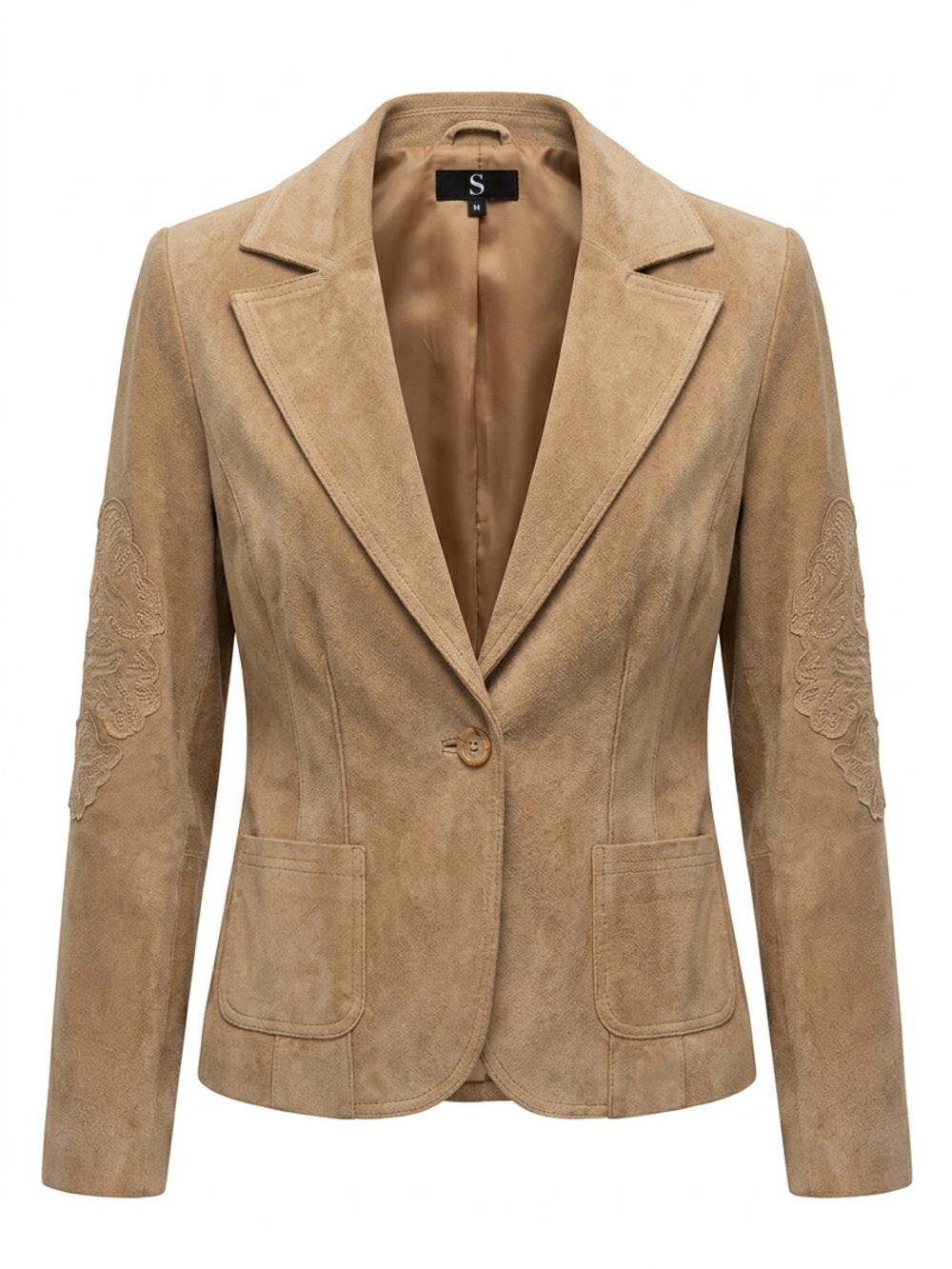 🌻SIMPLE JM Suede Notch-Lapel Women's Blazer Jacket in Tan